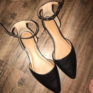 Black Studded Flats with ankle strap